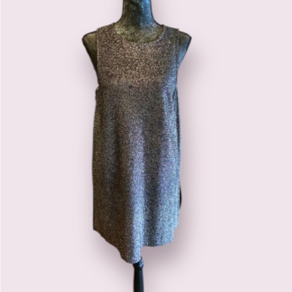Olivia Sky Metallic Black Sleeveless Tunic Top